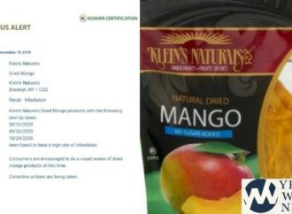 Infección de insectos encontrada en productos de mango seco de Klein