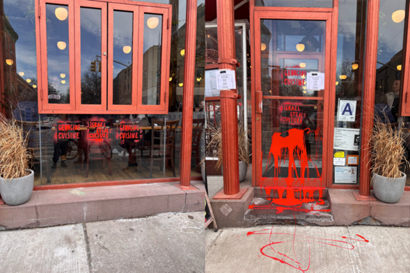 Vándalos atacan el restaurante Miriam de Brooklyn con grafitis antiisraelíes