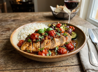 Recetas deliciosas: Pechuga de pollo con tomate y albahaca